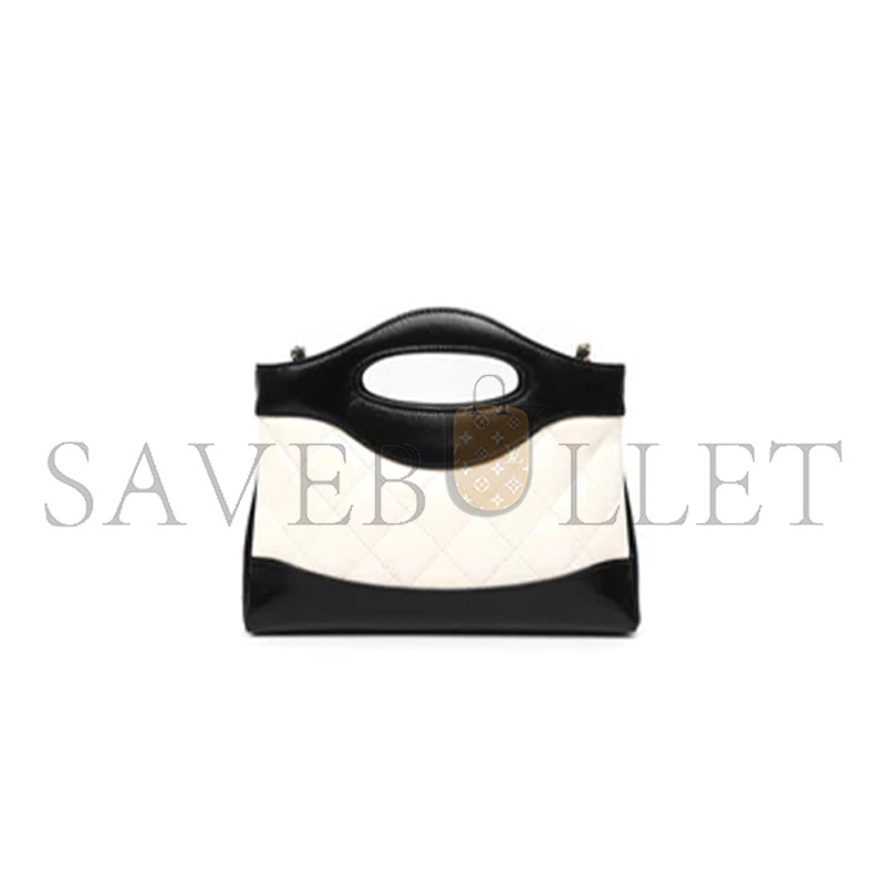 Ch*el master nano 31 white black shiny lambskin gold hardware (20*17*4cm)